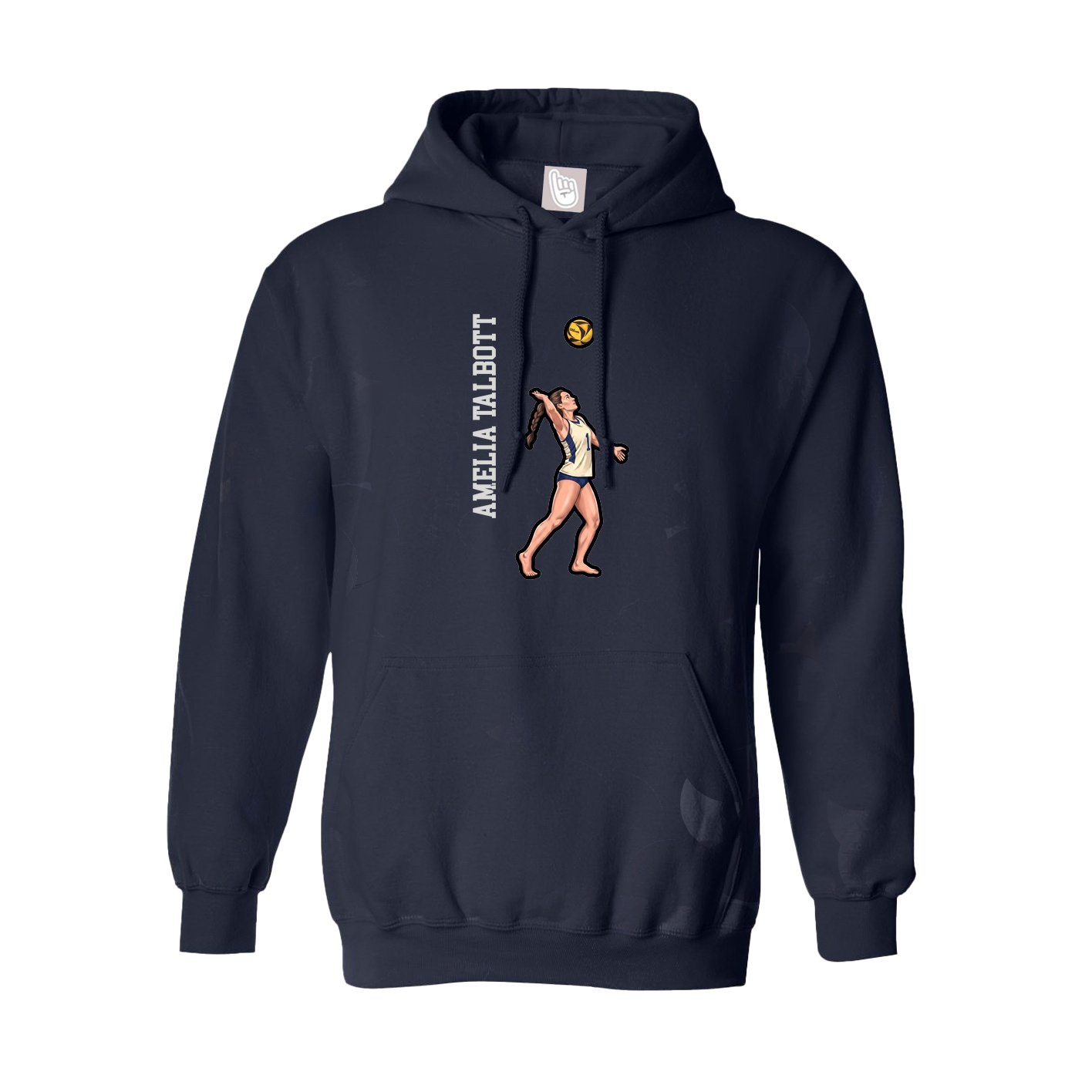 Hoodie — Name Vertical in Navy