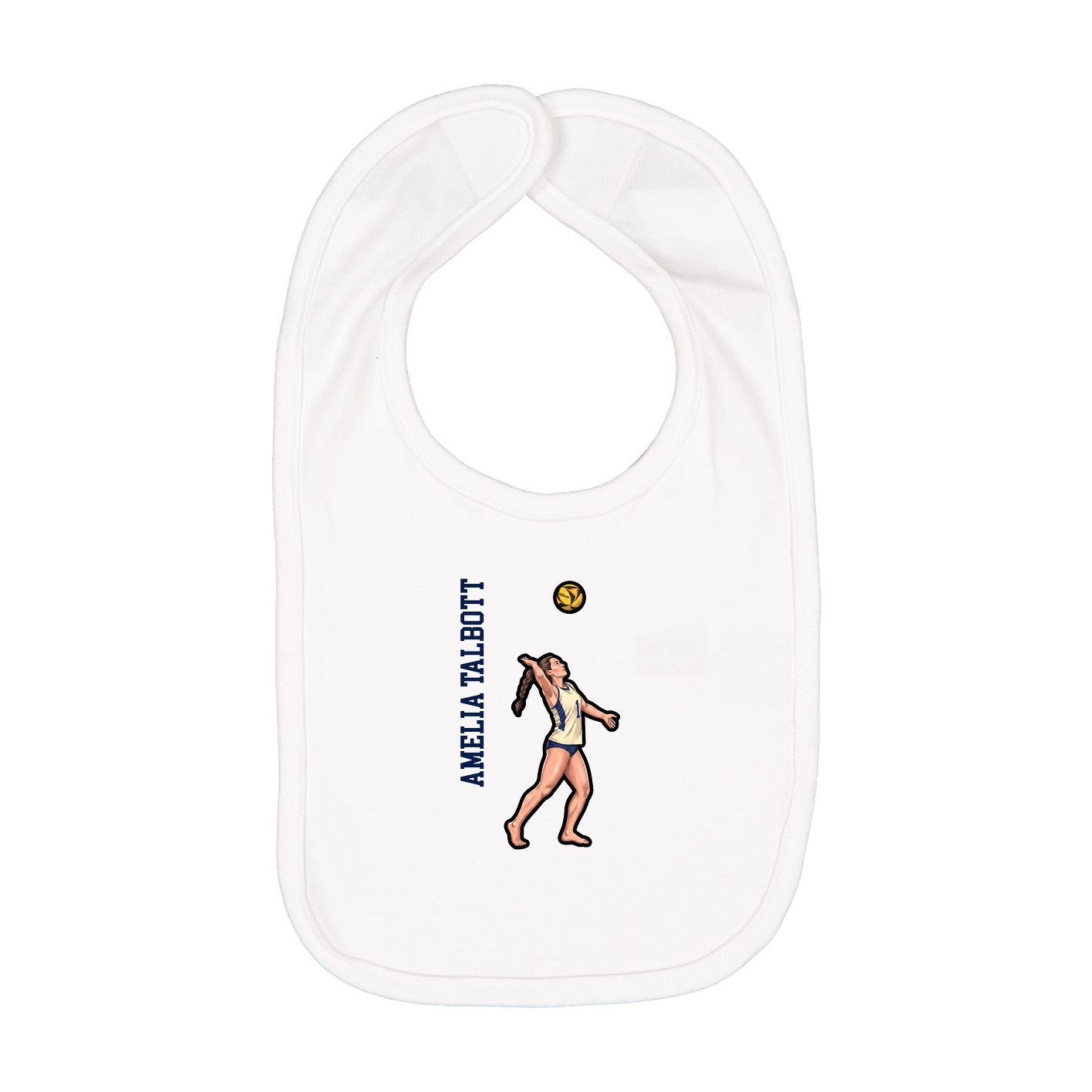 Infant Bib — Name Vertical in White