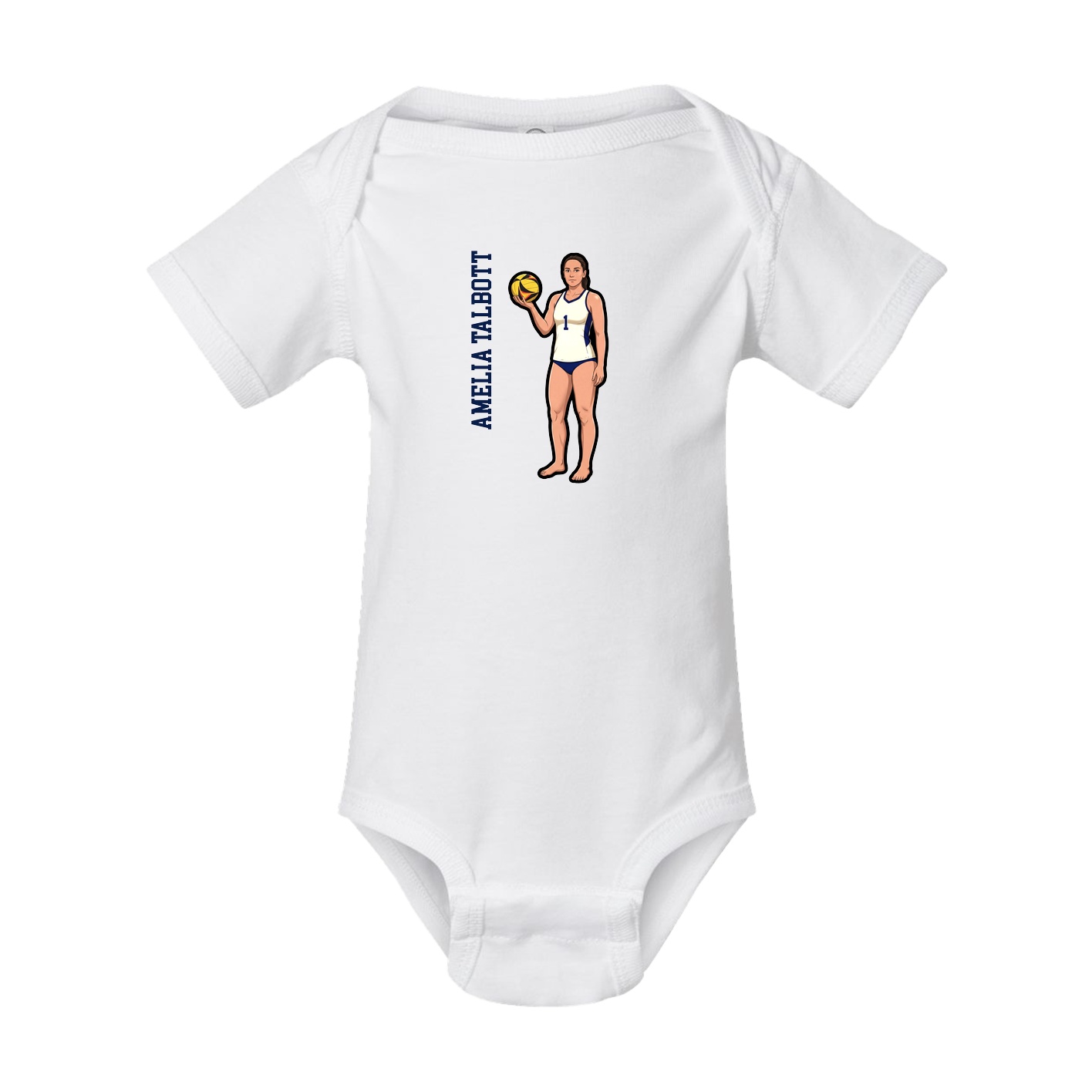 Baby Onesie — Name Vertical in White