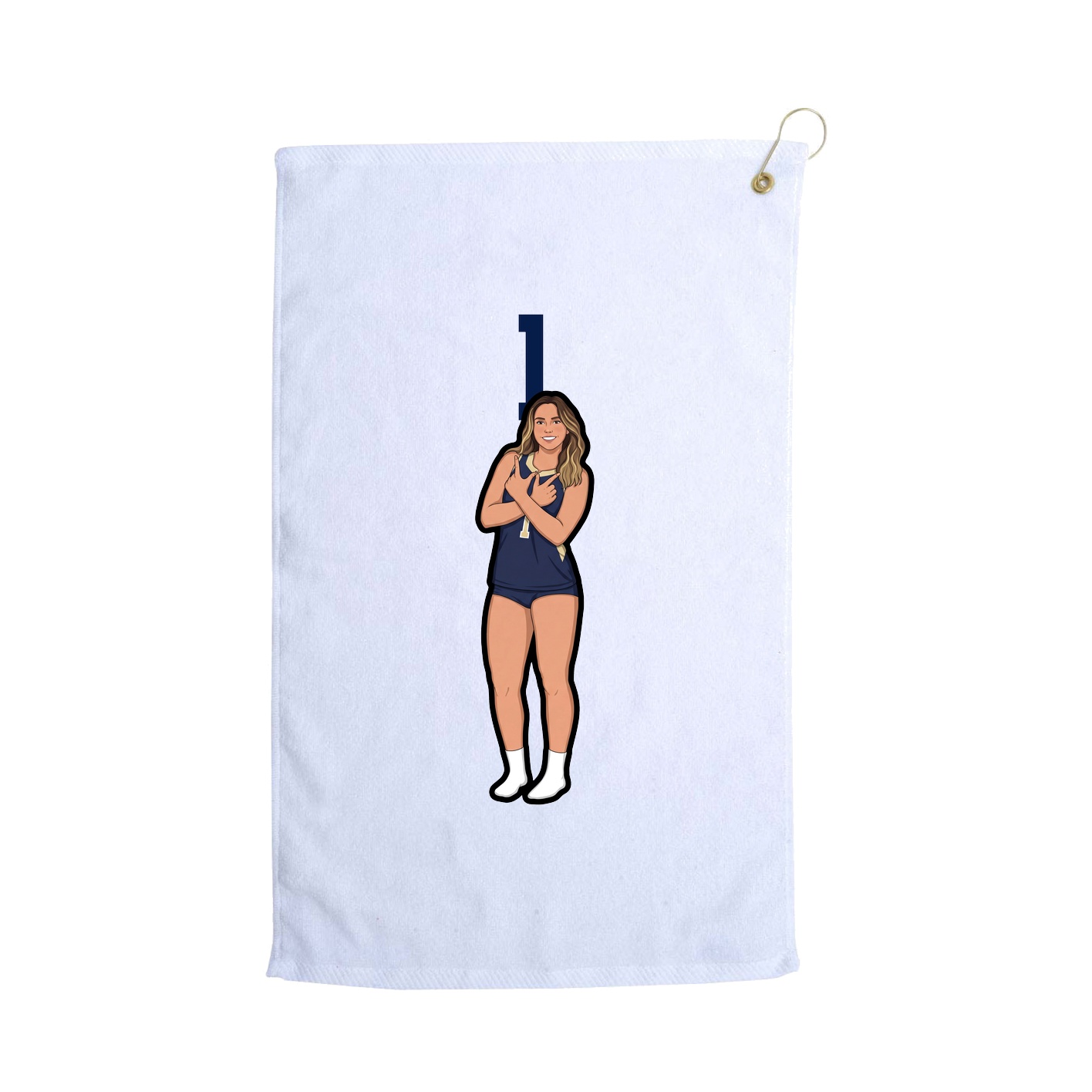 Golf Towel — Number Top in White