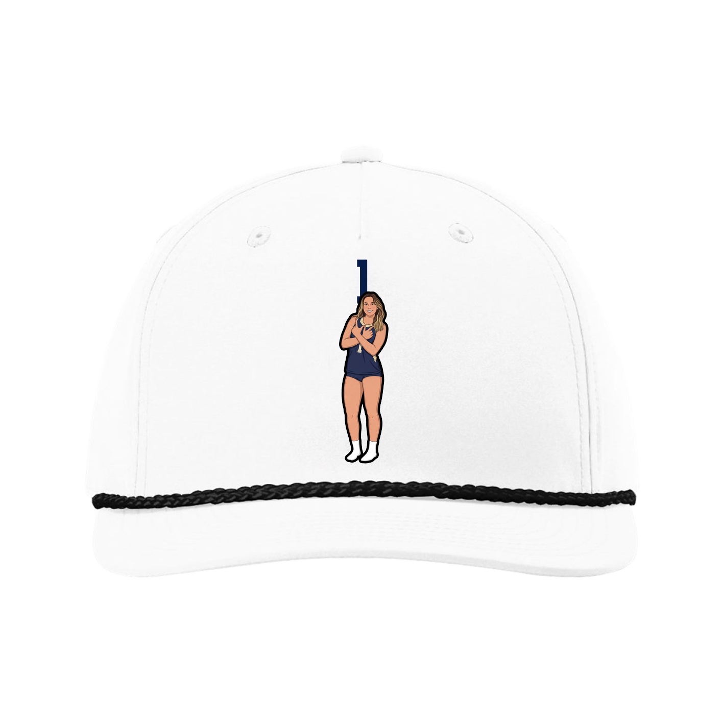 Five-Panel Classic Rope Cap — Number Top in White