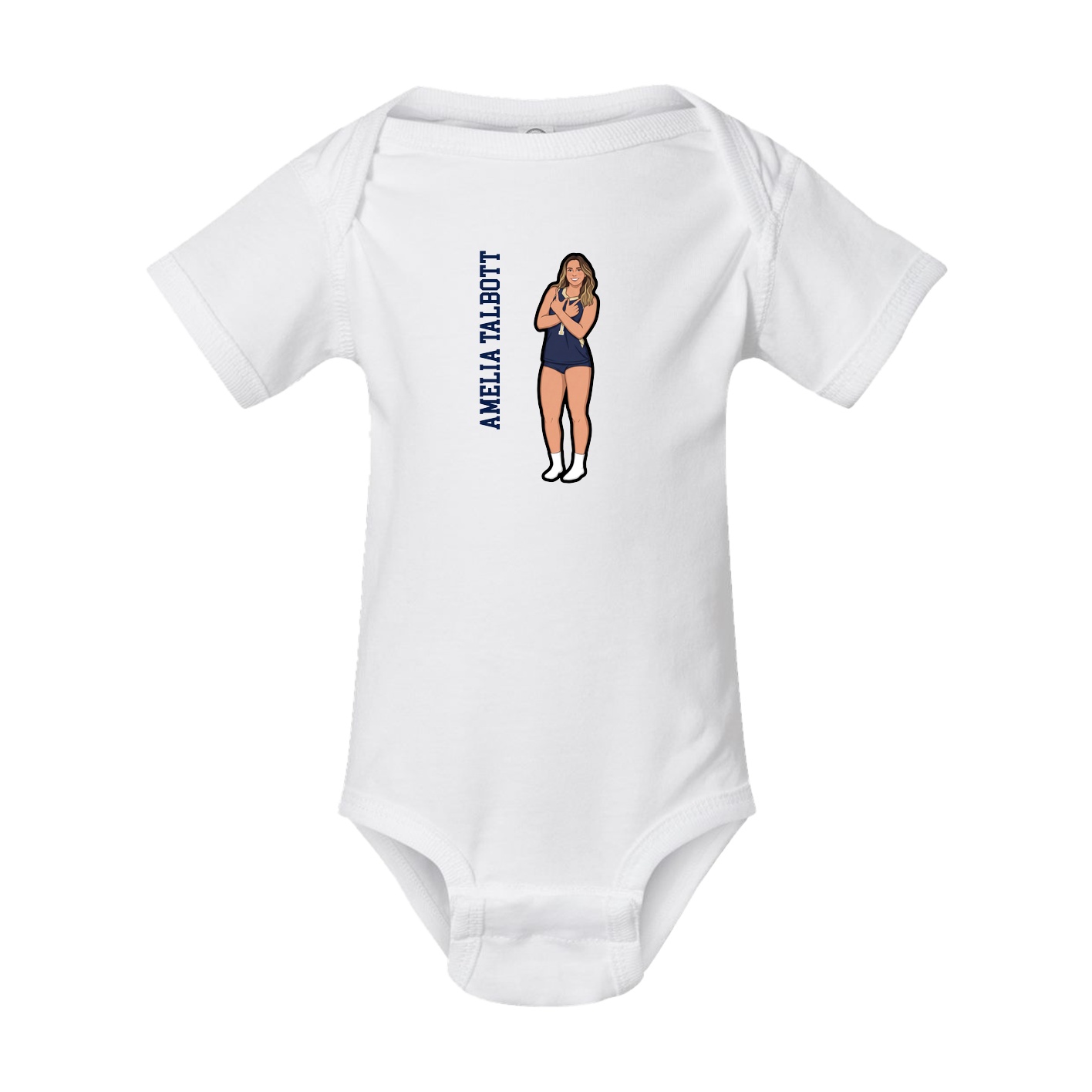 Baby Onesie — Name Vertical in White