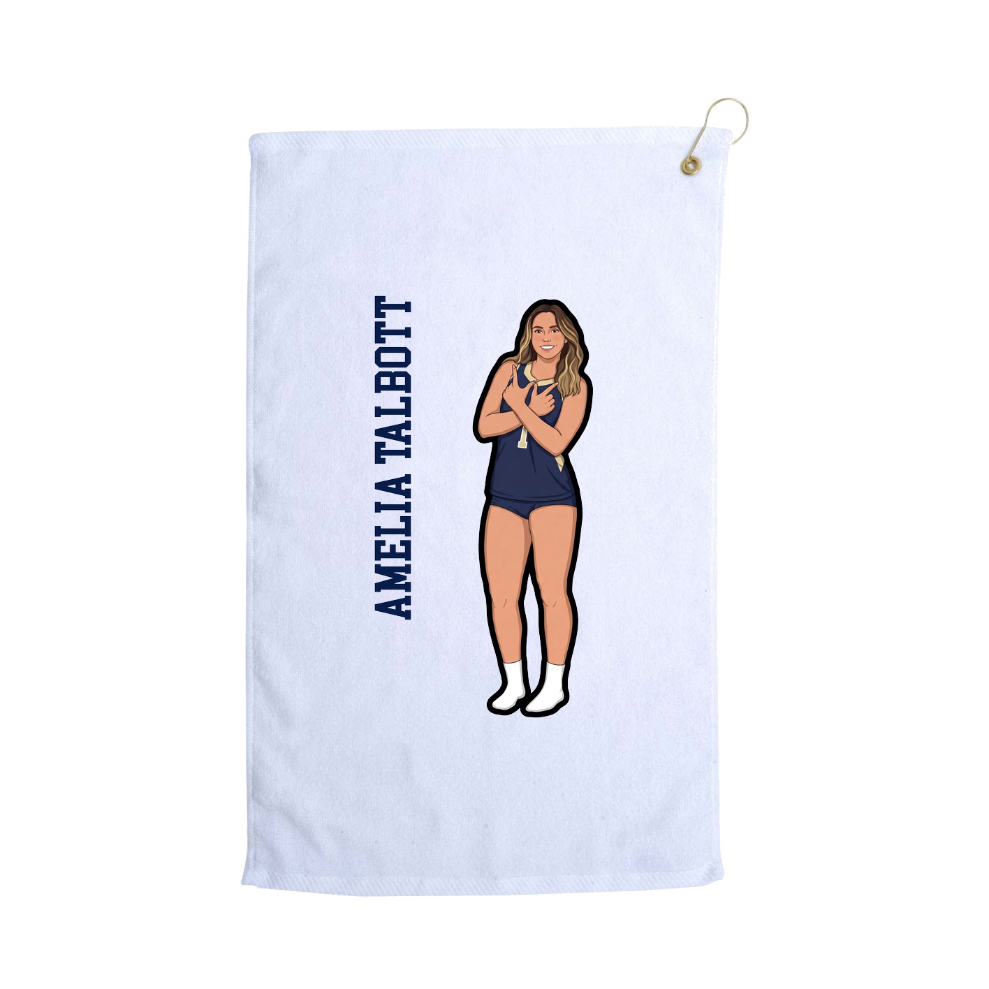 Golf Towel — Name Vertical in White