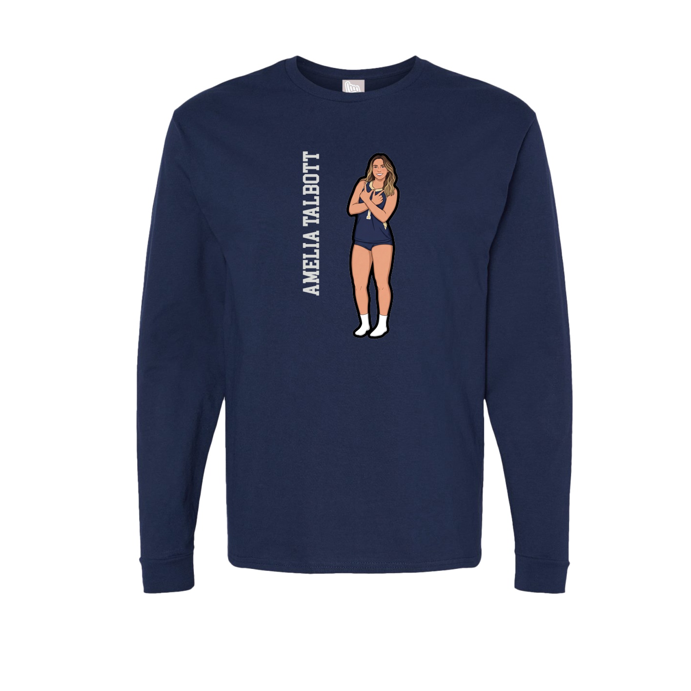 Long Sleeve Tee — Name Vertical in Navy