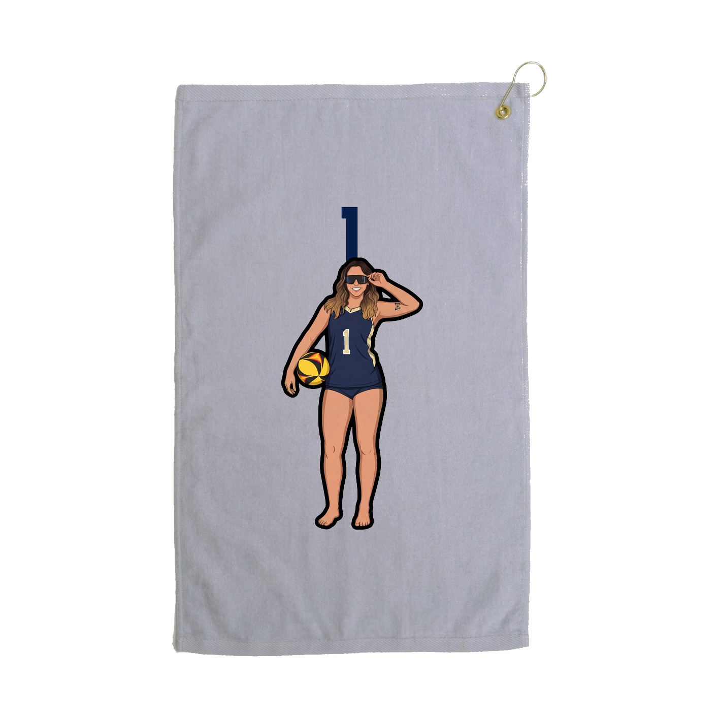 Golf Towel — Number Top in Grey