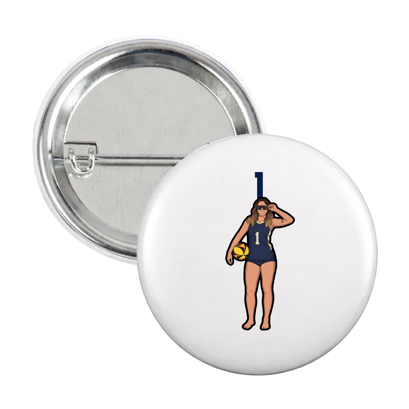 Game Day Button — Number Top in White