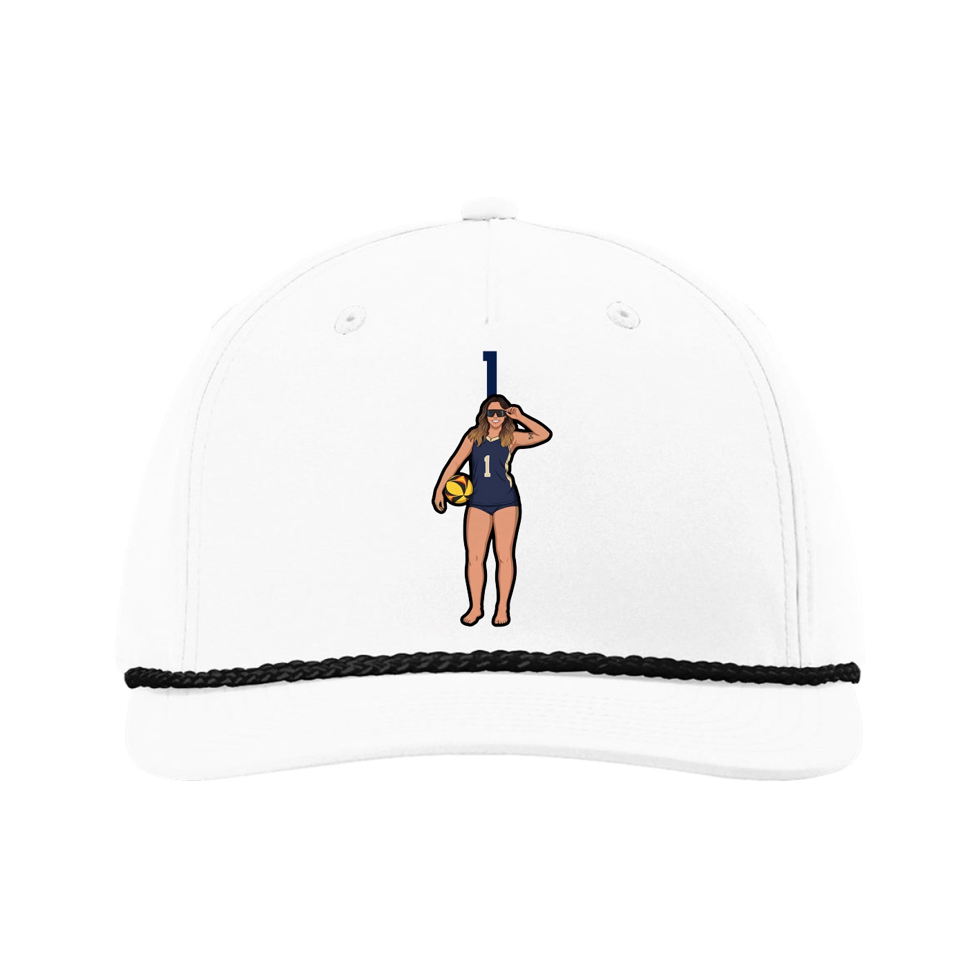 Five-Panel Classic Rope Cap — Number Top in White