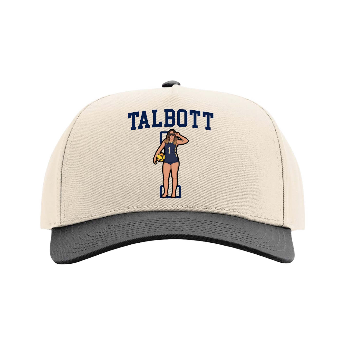 Full Fabric Five-Panel Champ Cap — Shirsey in Cream/Black