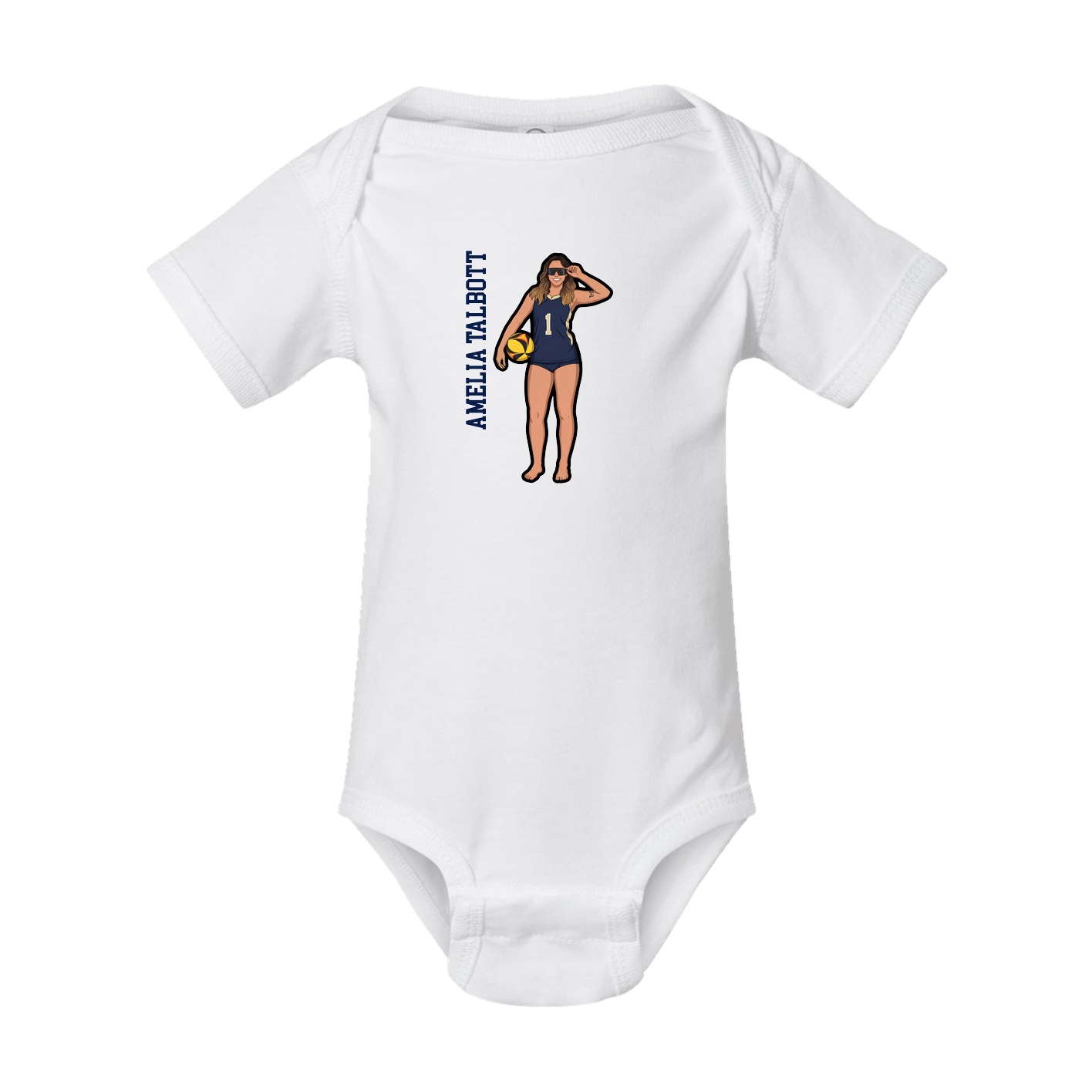 Baby Onesie — Name Vertical in White