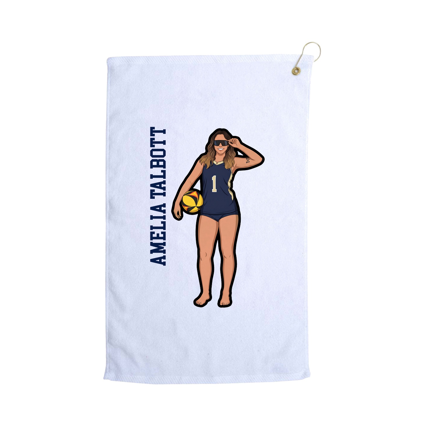 Golf Towel — Name Vertical in White