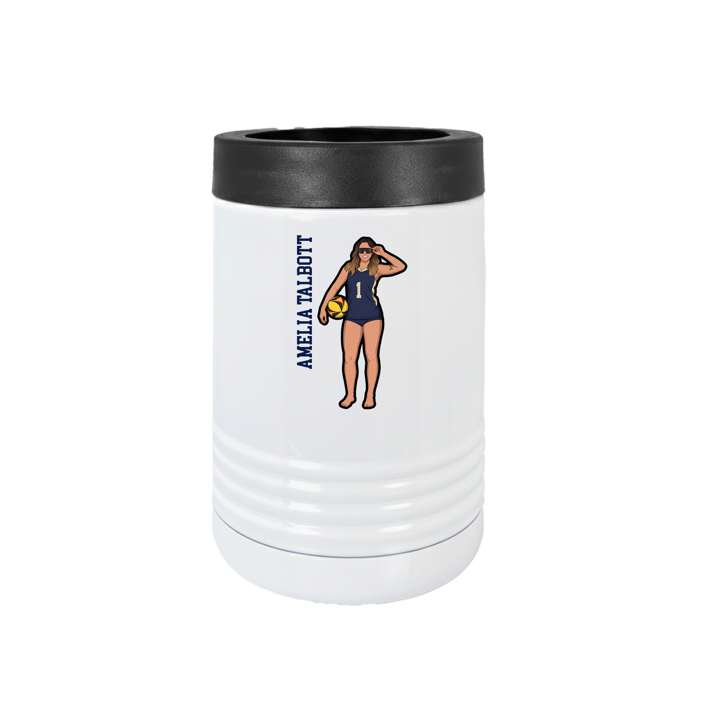 Beverage Holder — Name Vertical in White