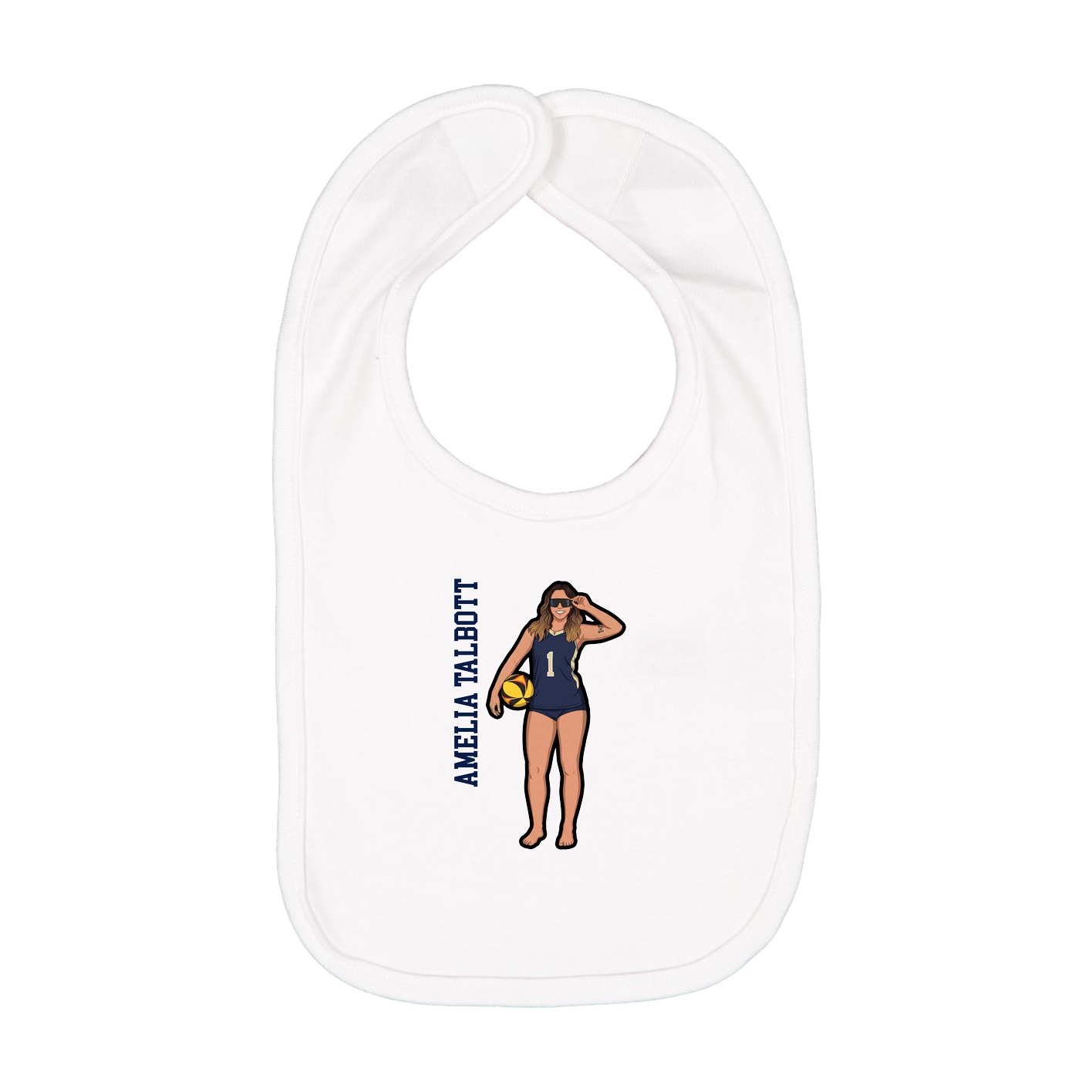 Infant Bib — Name Vertical in White