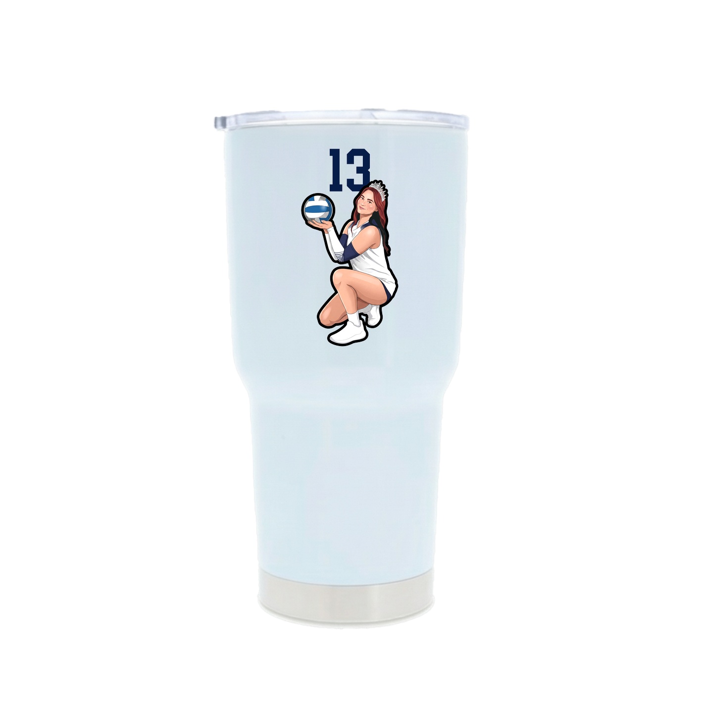 30oz Stainless Steel Tumbler — Number Top in White