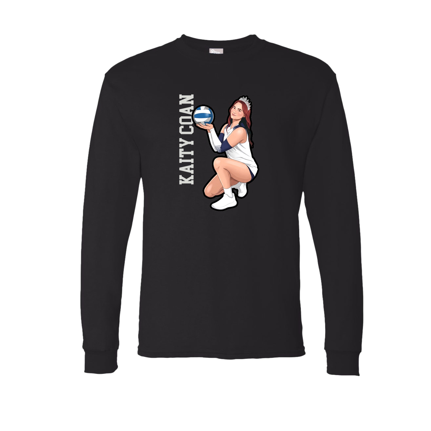 Long Sleeve Tee — Name Vertical in Black