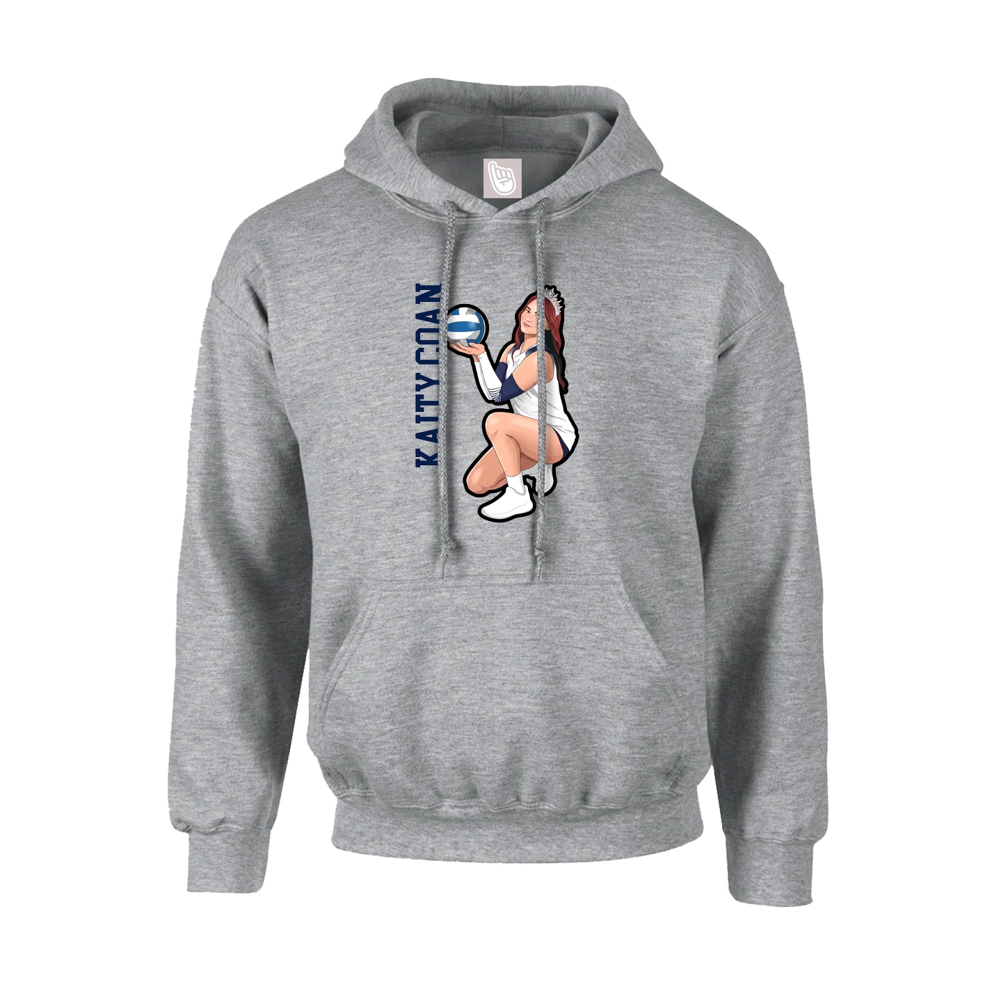 Youth Hoodie — Name Vertical in Grey