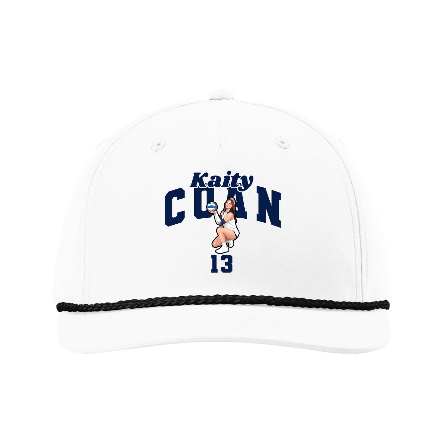 Five-Panel Classic Rope Cap — Signature Arch in White