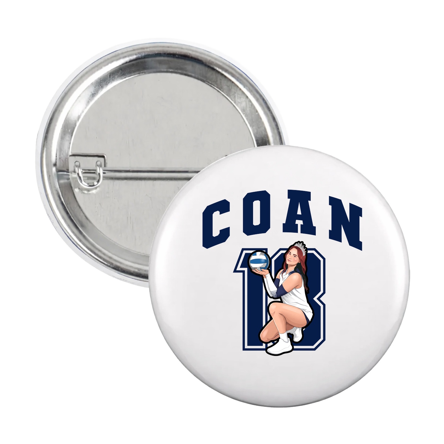 Game Day Button — Number in White