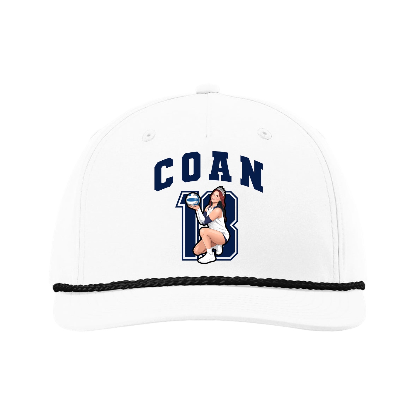 Five-Panel Classic Rope Cap — Number in White