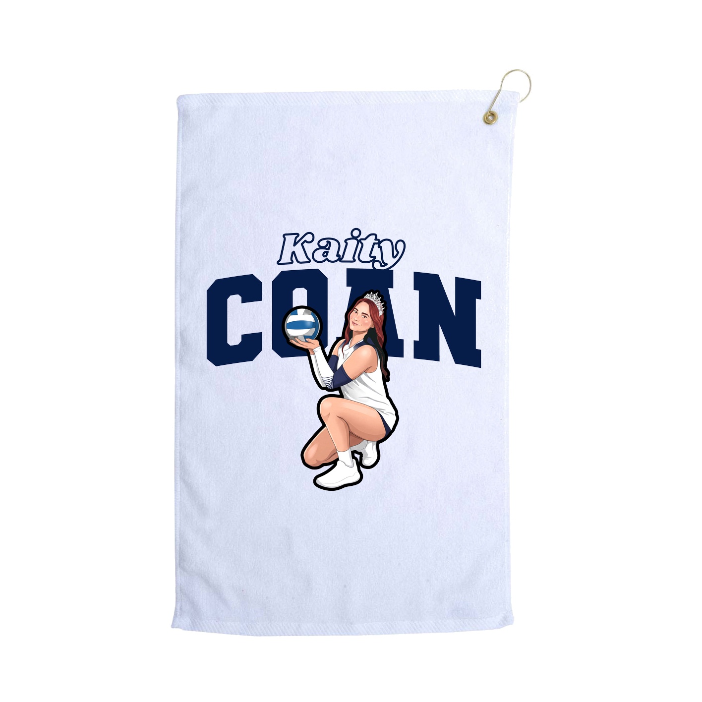 Golf Towel — Name Arch in White