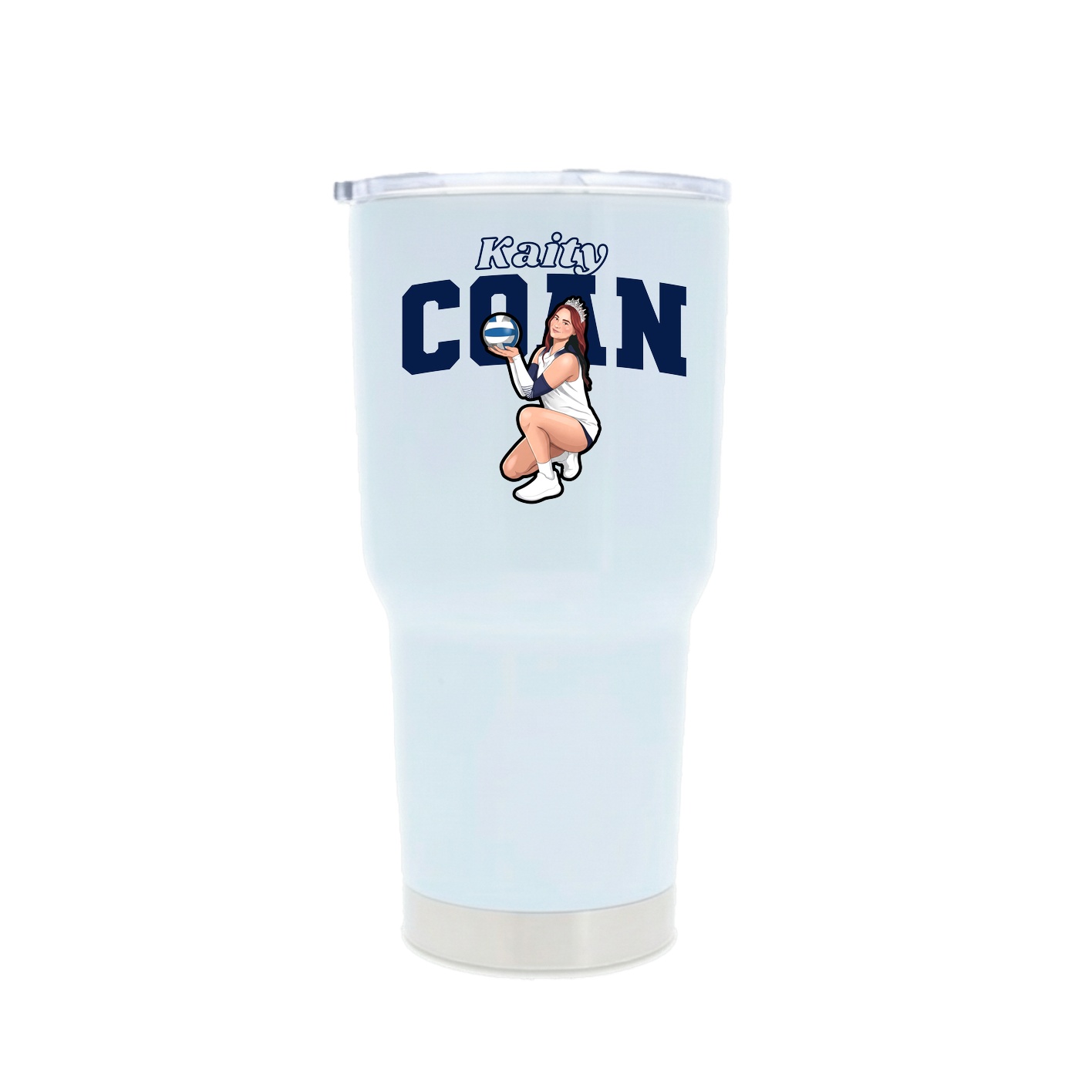30oz Stainless Steel Tumbler — Name Arch in White