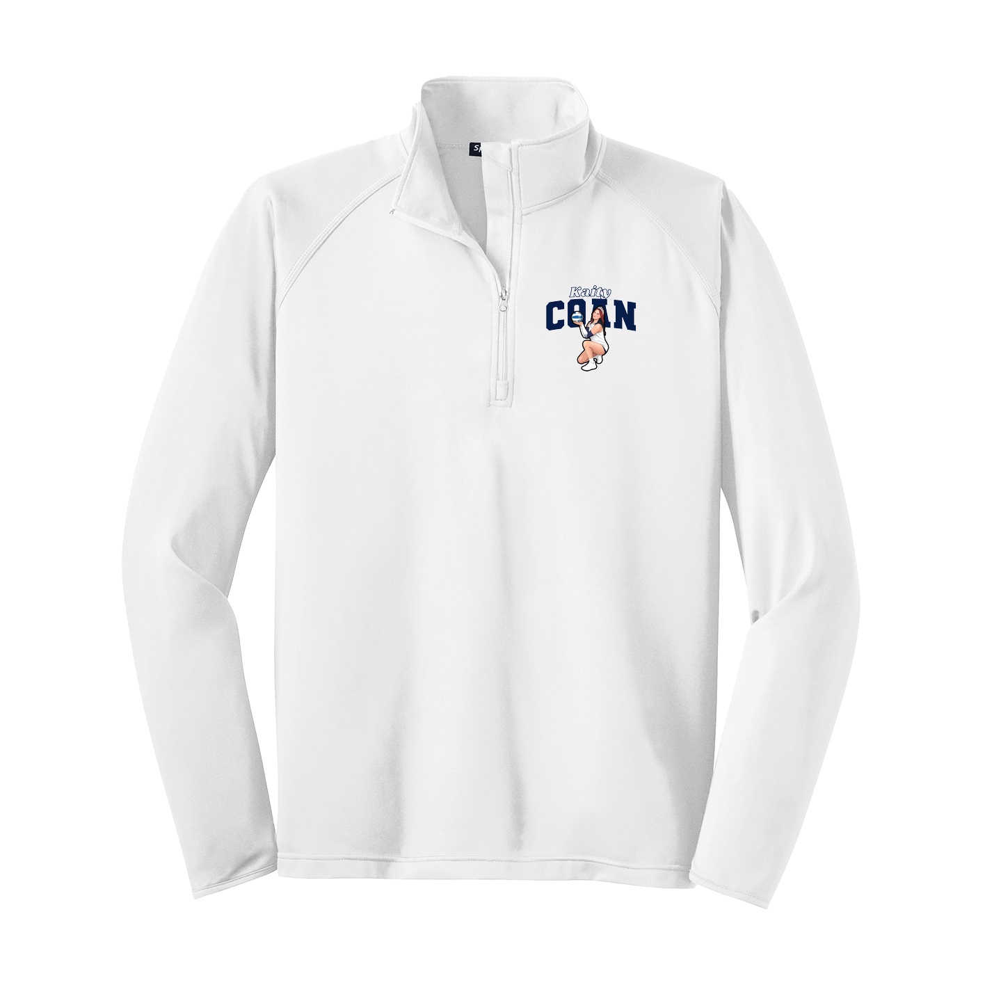Q-Zip Pullover — Name Arch in White