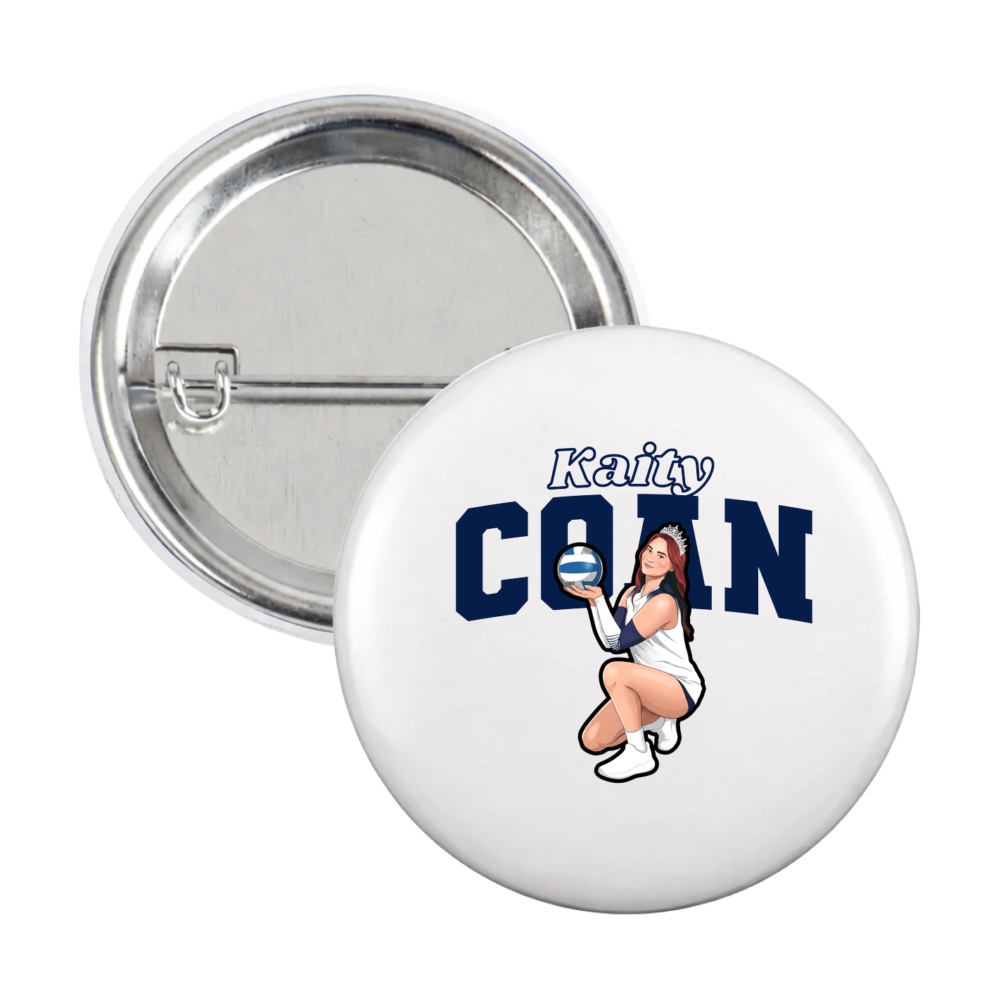 Game Day Button — Name Arch in White