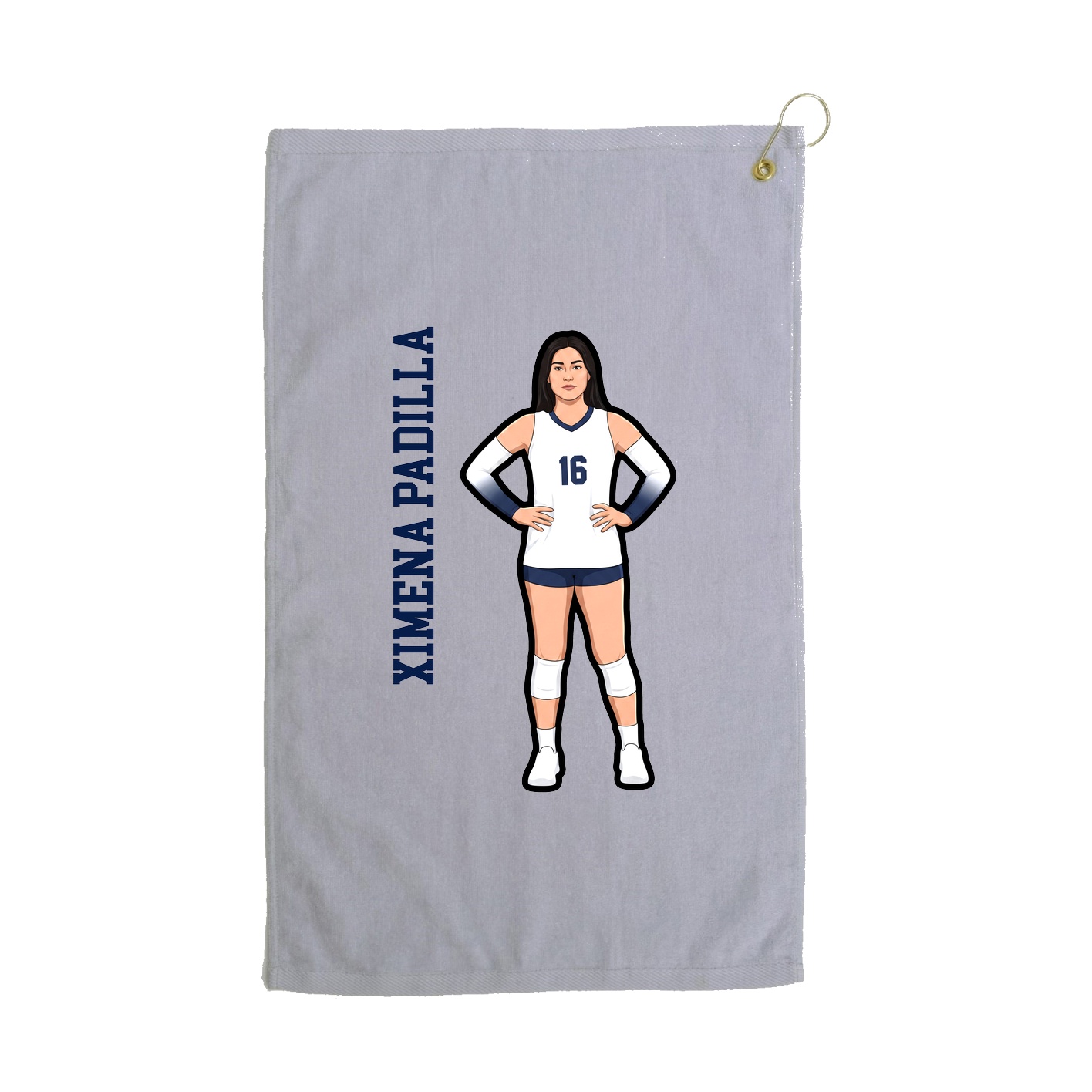 Golf Towel — Name Vertical in Grey