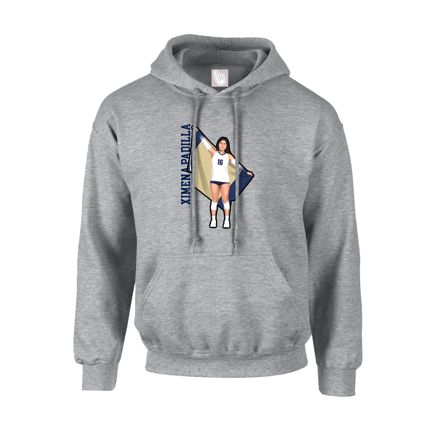 Youth Hoodie — Name Vertical in Grey