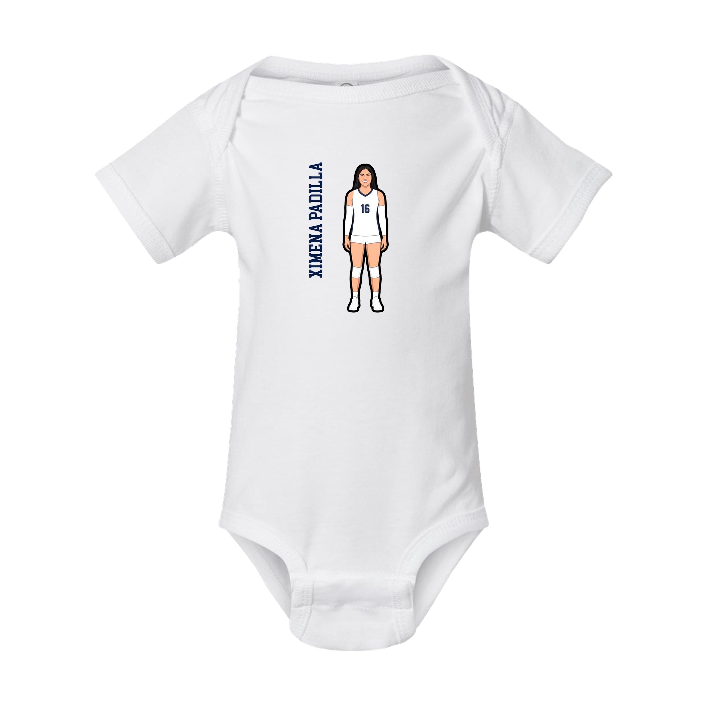 Baby Onesie — Name Vertical in White