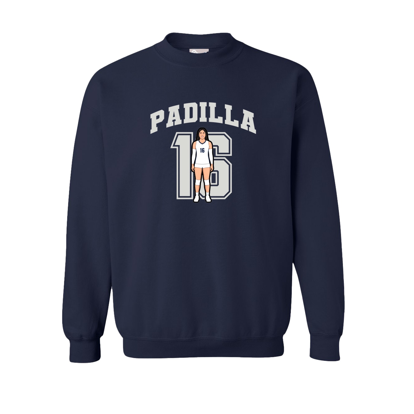 Fleece Crew — Number in Navy
