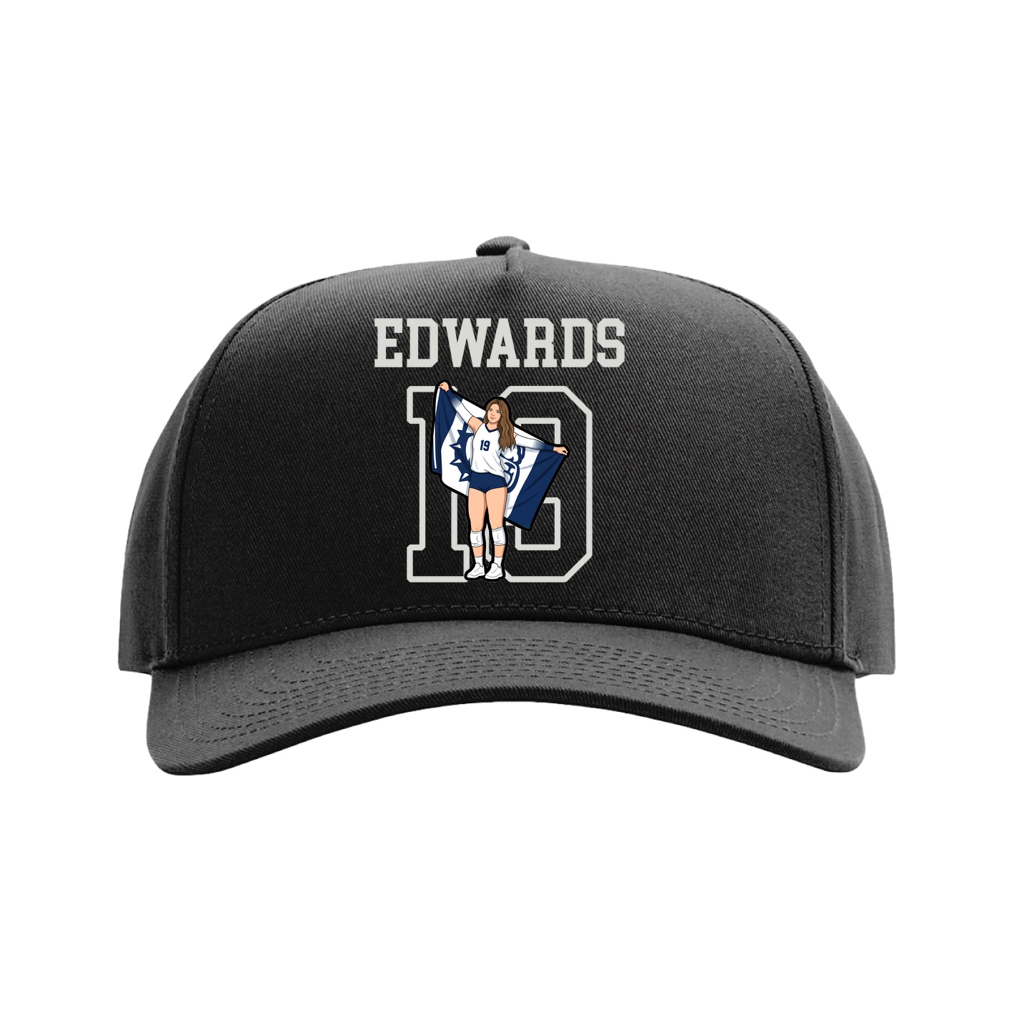 Full Fabric Five-Panel Champ Cap — Shirsey in Black