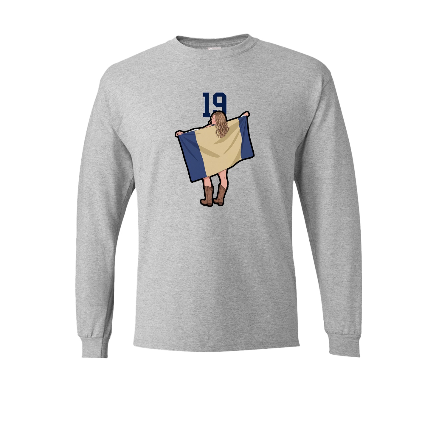 Long Sleeve Tee — Number Top in Grey