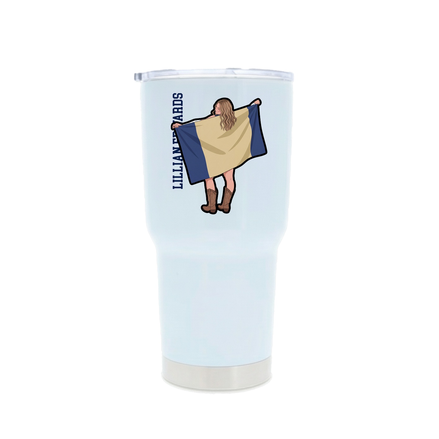 30oz Stainless Steel Tumbler — Name Vertical in White