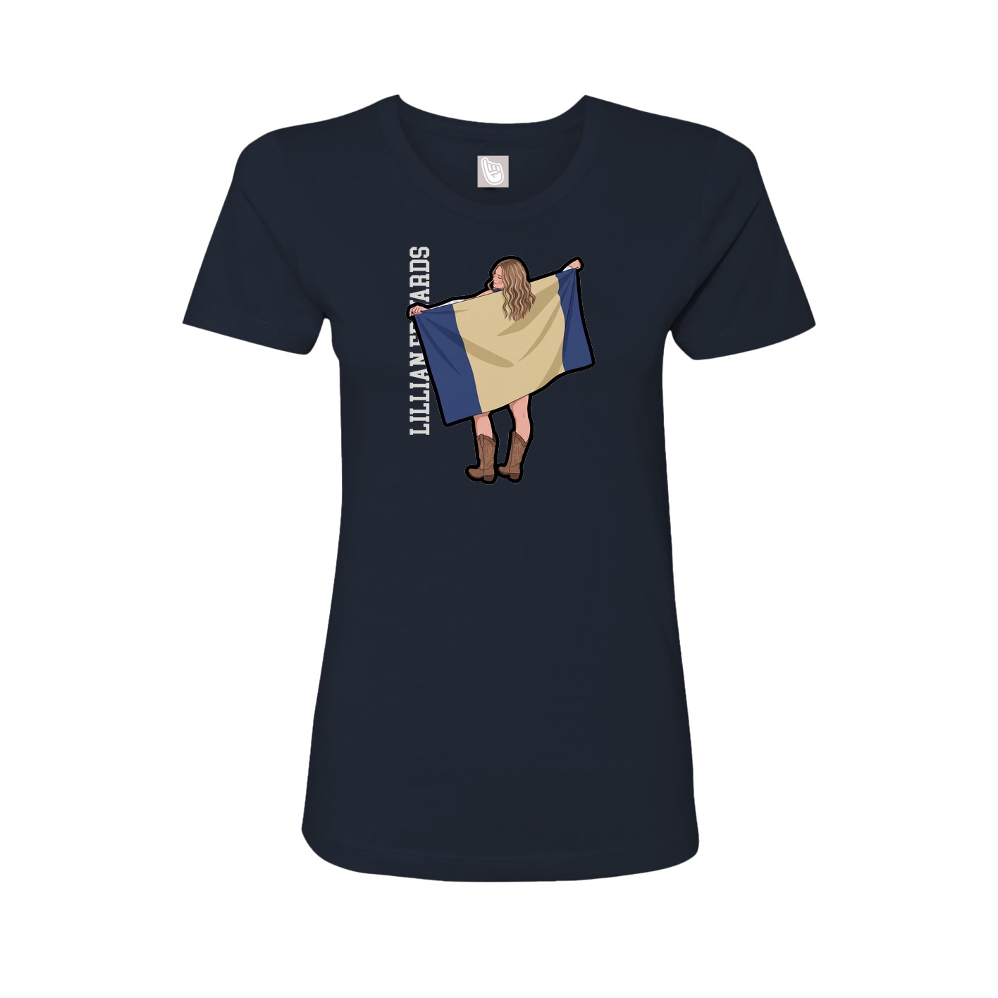 Fitted Women's Tee — Name Vertical in Navy