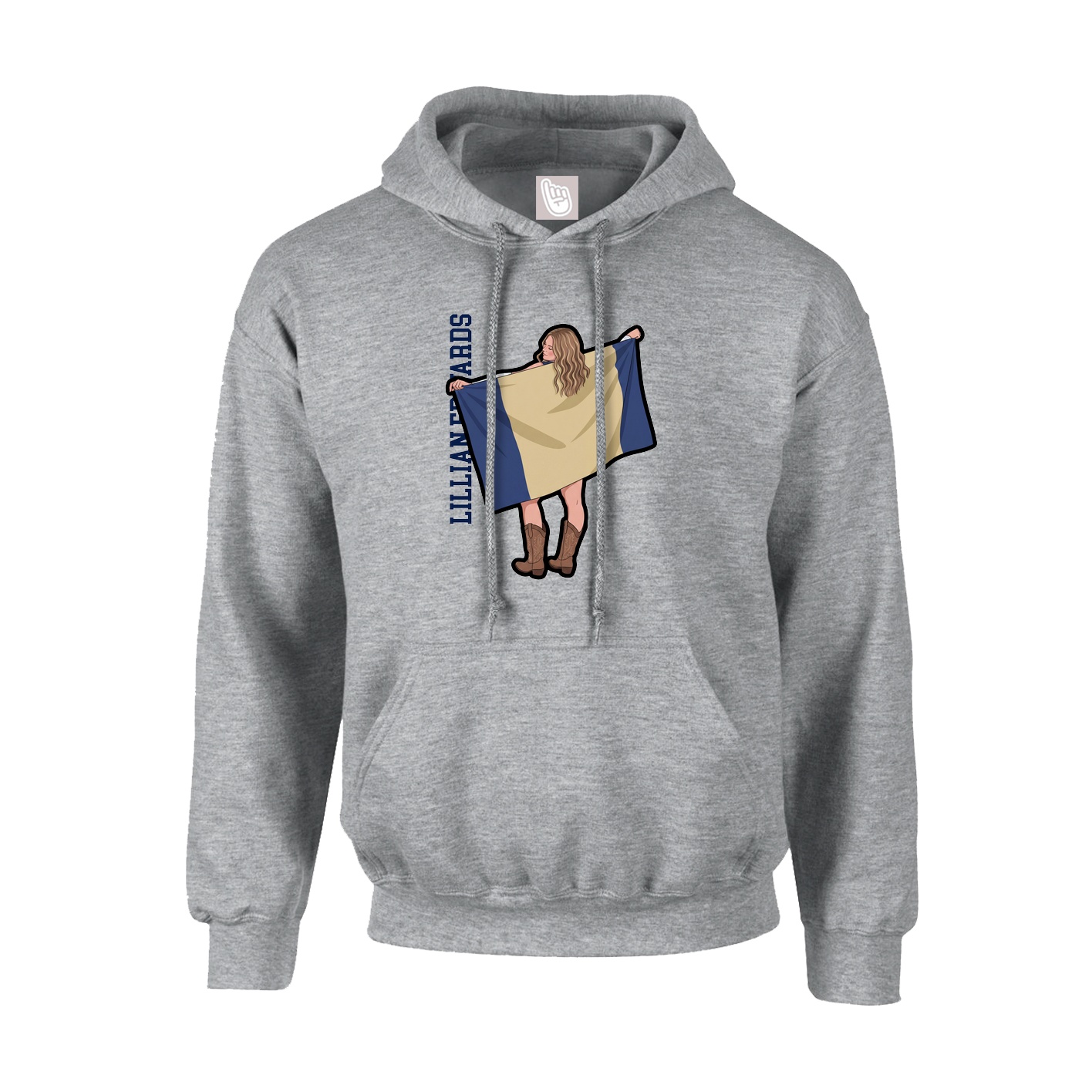 Youth Hoodie — Name Vertical in Grey