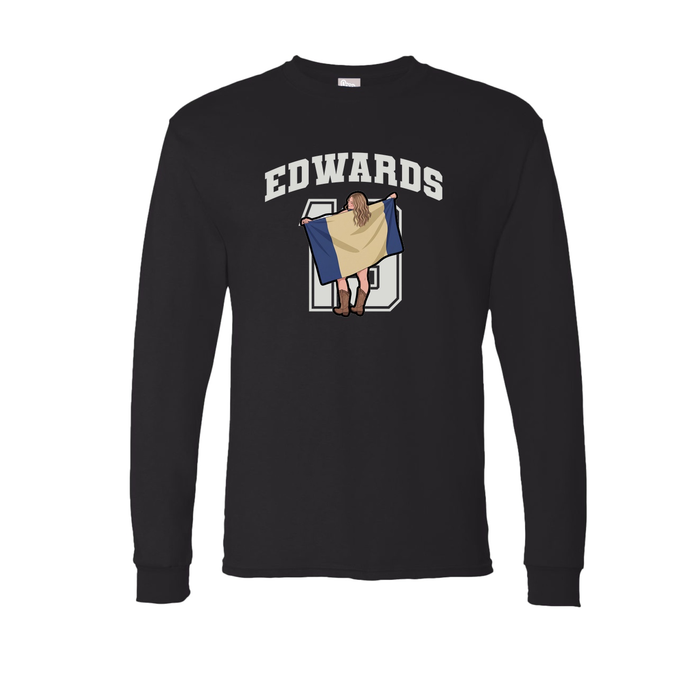 Long Sleeve Tee — Number in Black