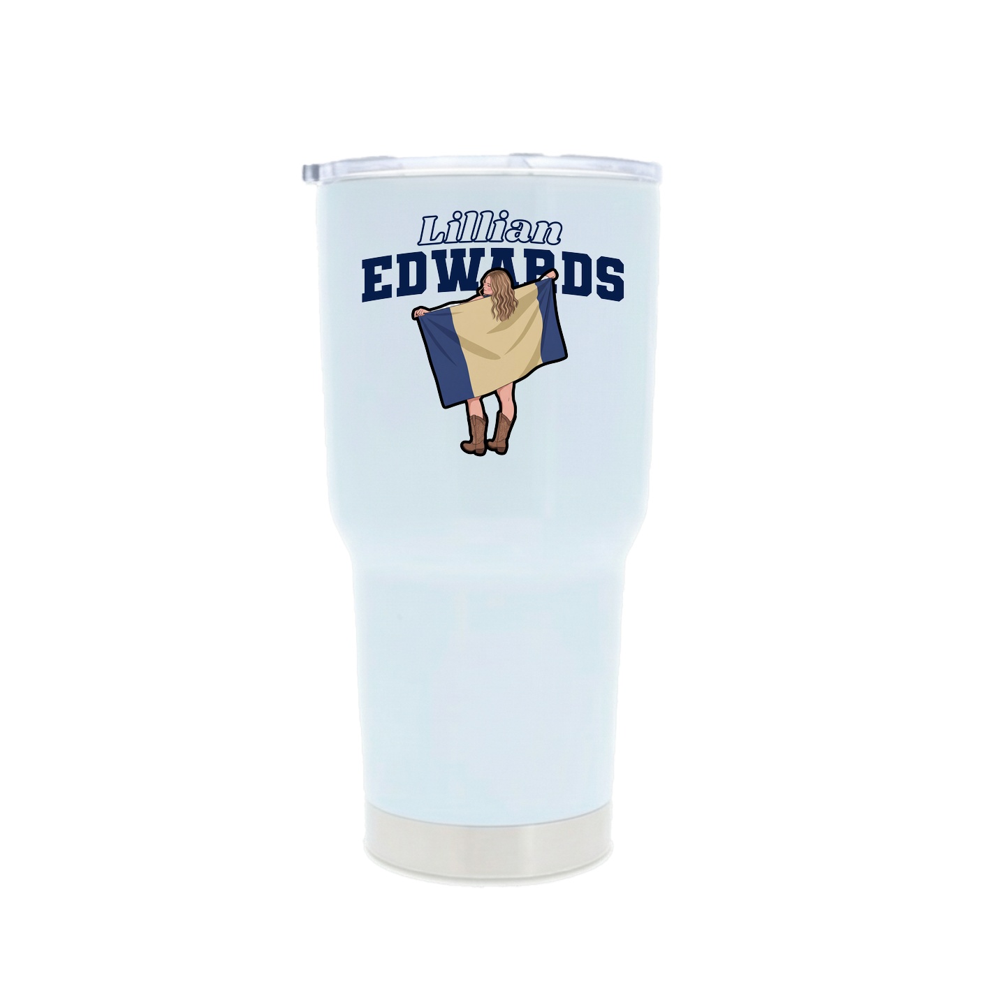 30oz Stainless Steel Tumbler — Name Arch in White