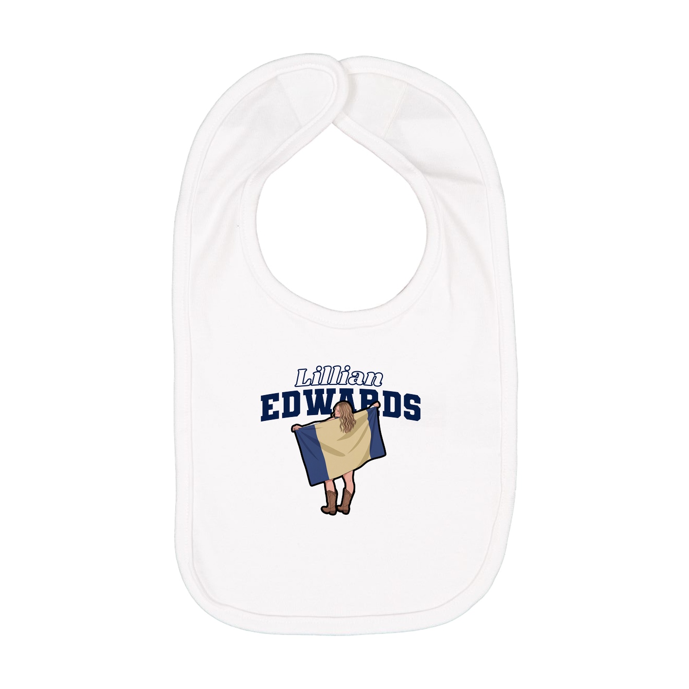 Infant Bib — Name Arch in White
