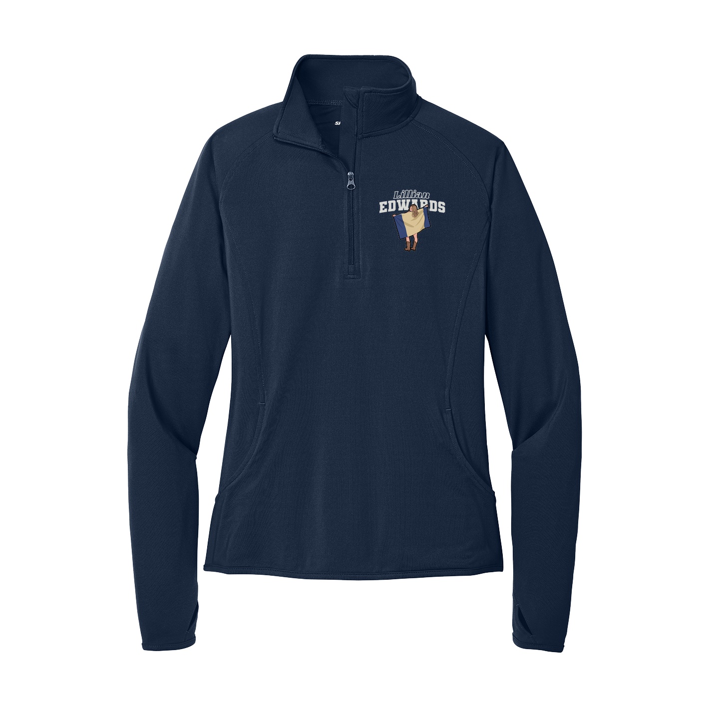 Women's Q-Zip Pullover — Name Arch in Navy