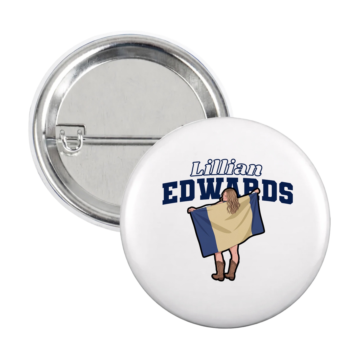 Game Day Button — Name Arch in White