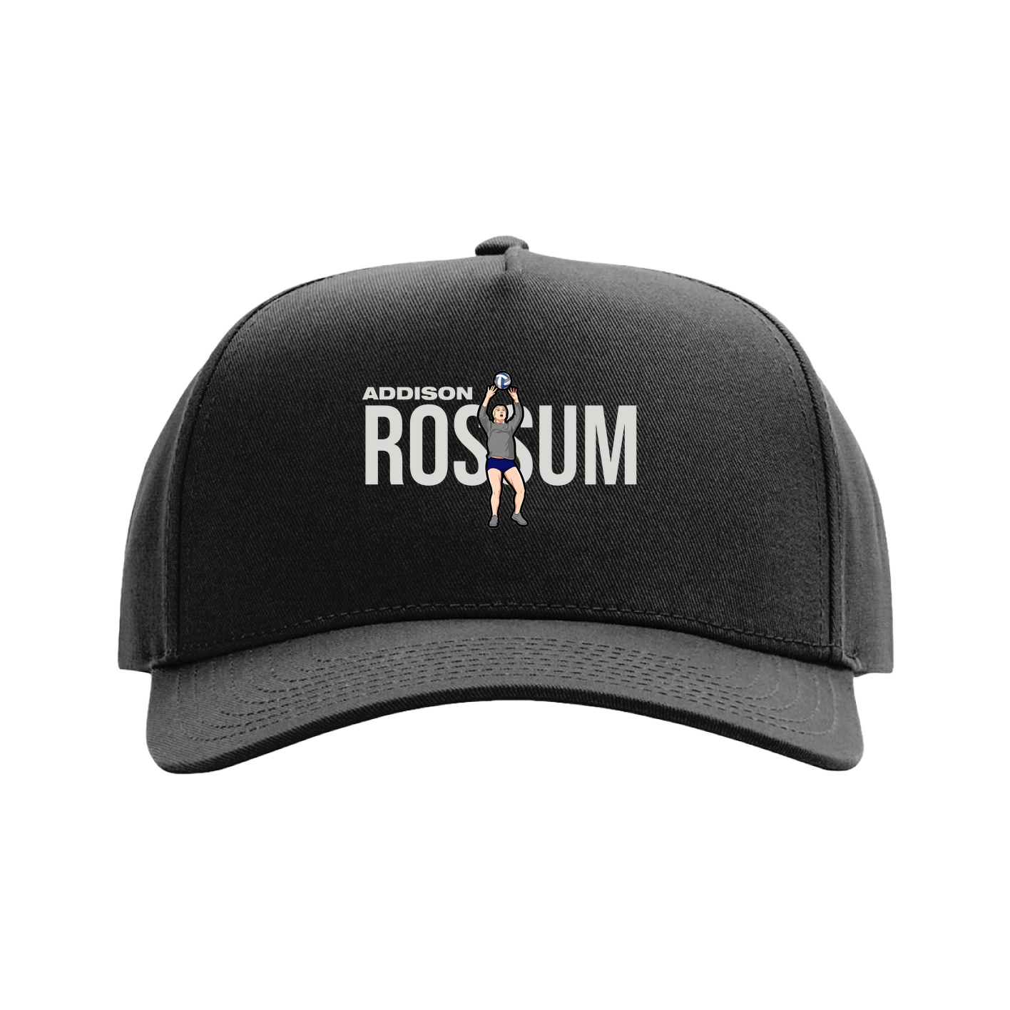 Full Fabric Five-Panel Champ Cap — Player Name in Black