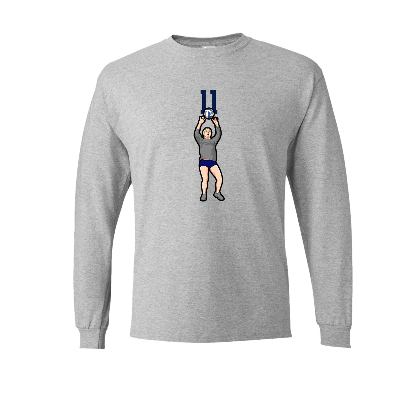 Long Sleeve Tee — Number Top in Grey
