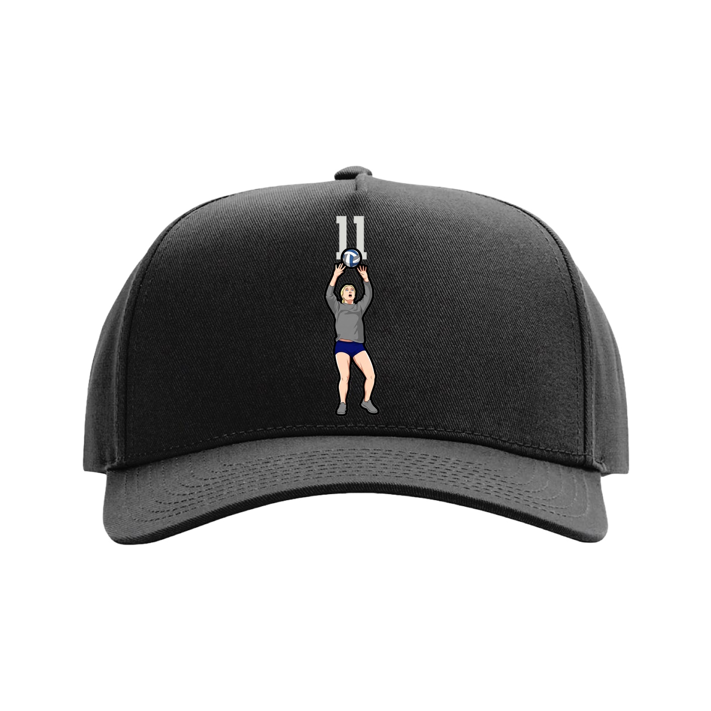 Full Fabric Five-Panel Champ Cap — Number Top in Black