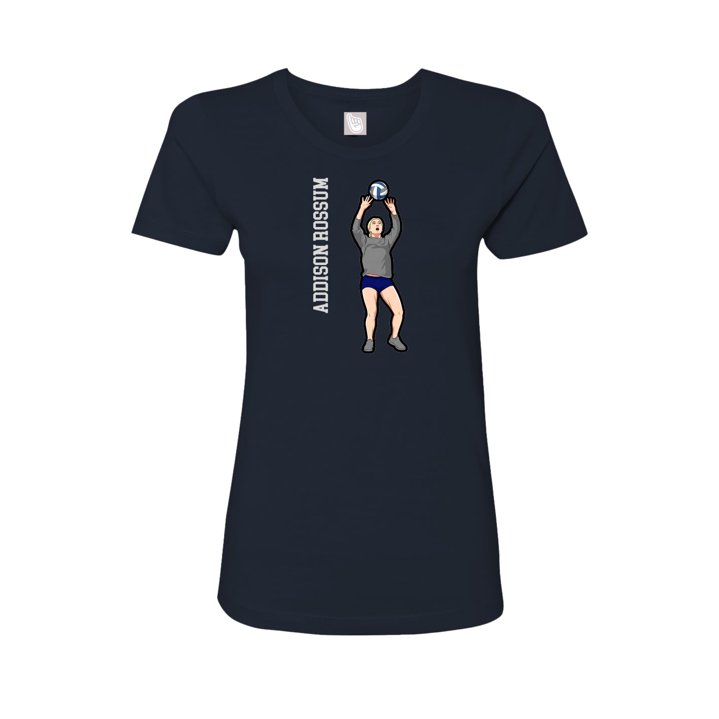 Fitted Women's Tee — Name Vertical in Navy