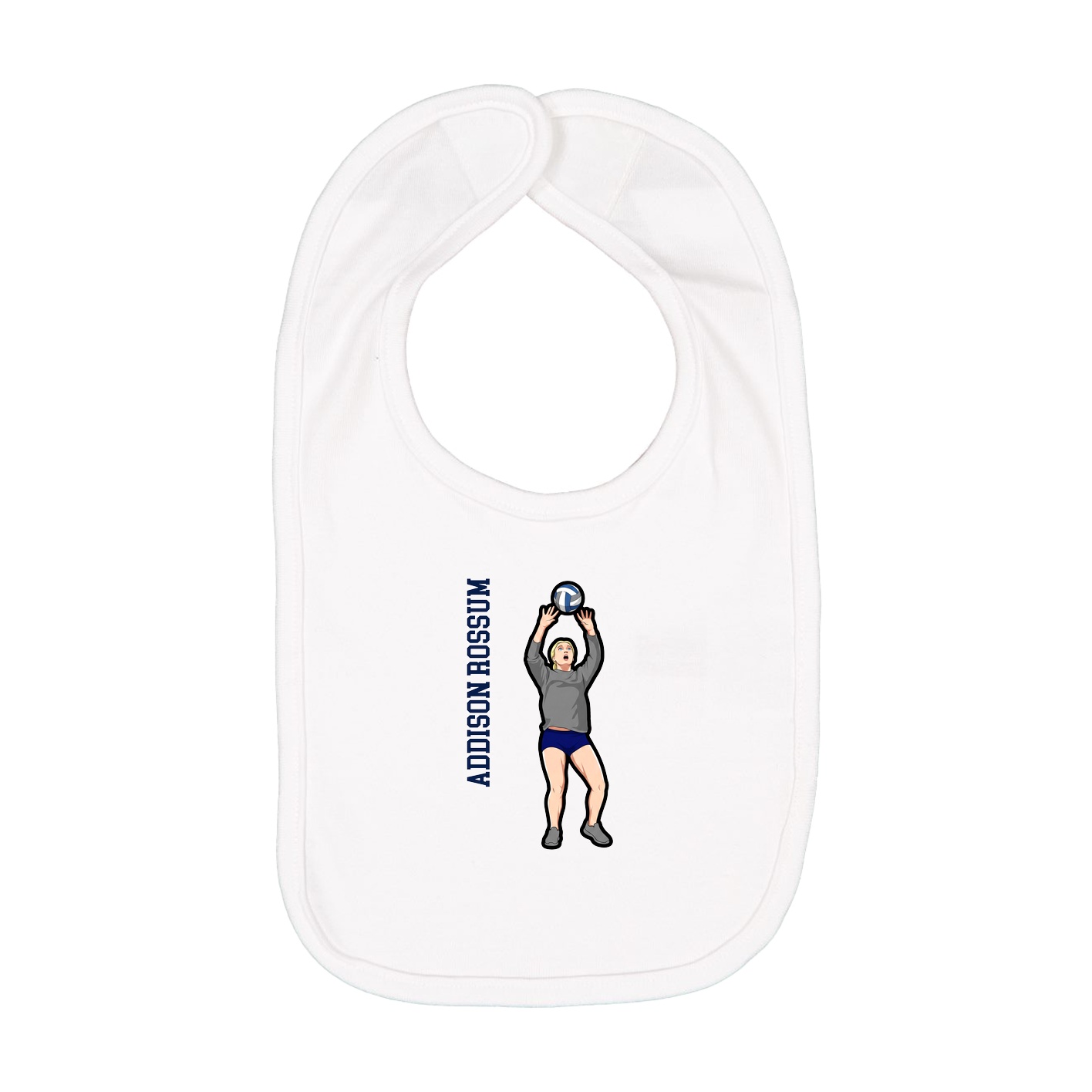 Infant Bib — Name Vertical in White