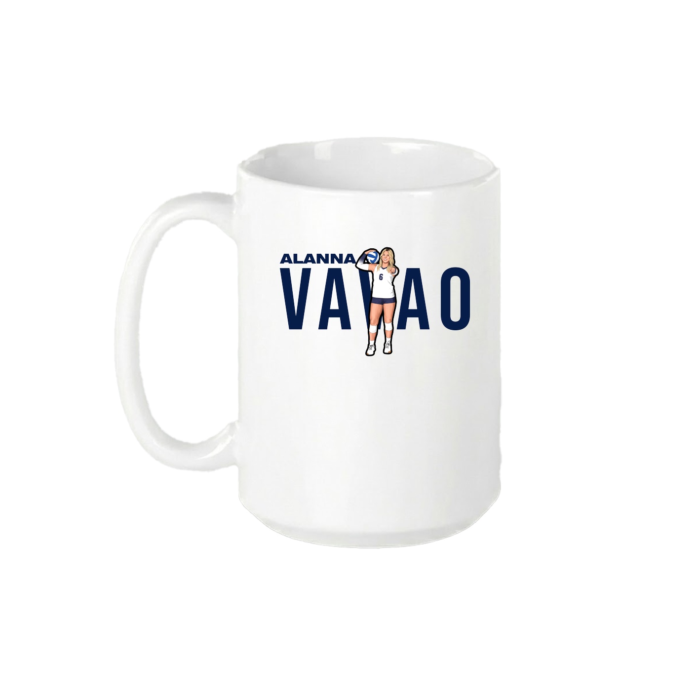 15oz Coffee Mug — Player Name in White