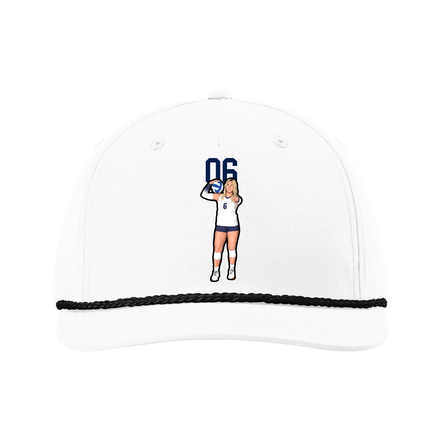 Five-Panel Classic Rope Cap — Number Top in White