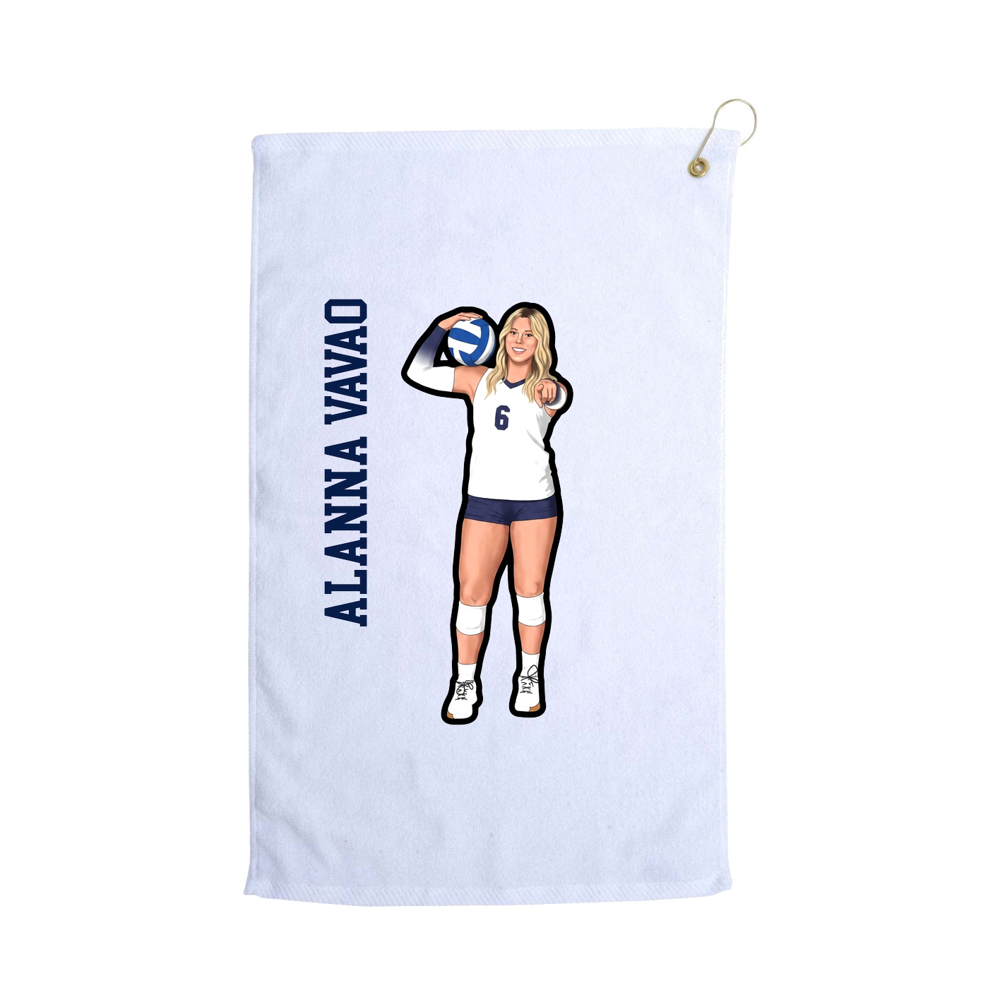 Golf Towel — Name Vertical in White