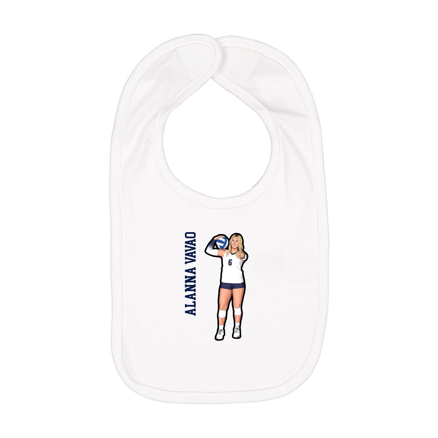 Infant Bib — Name Vertical in White