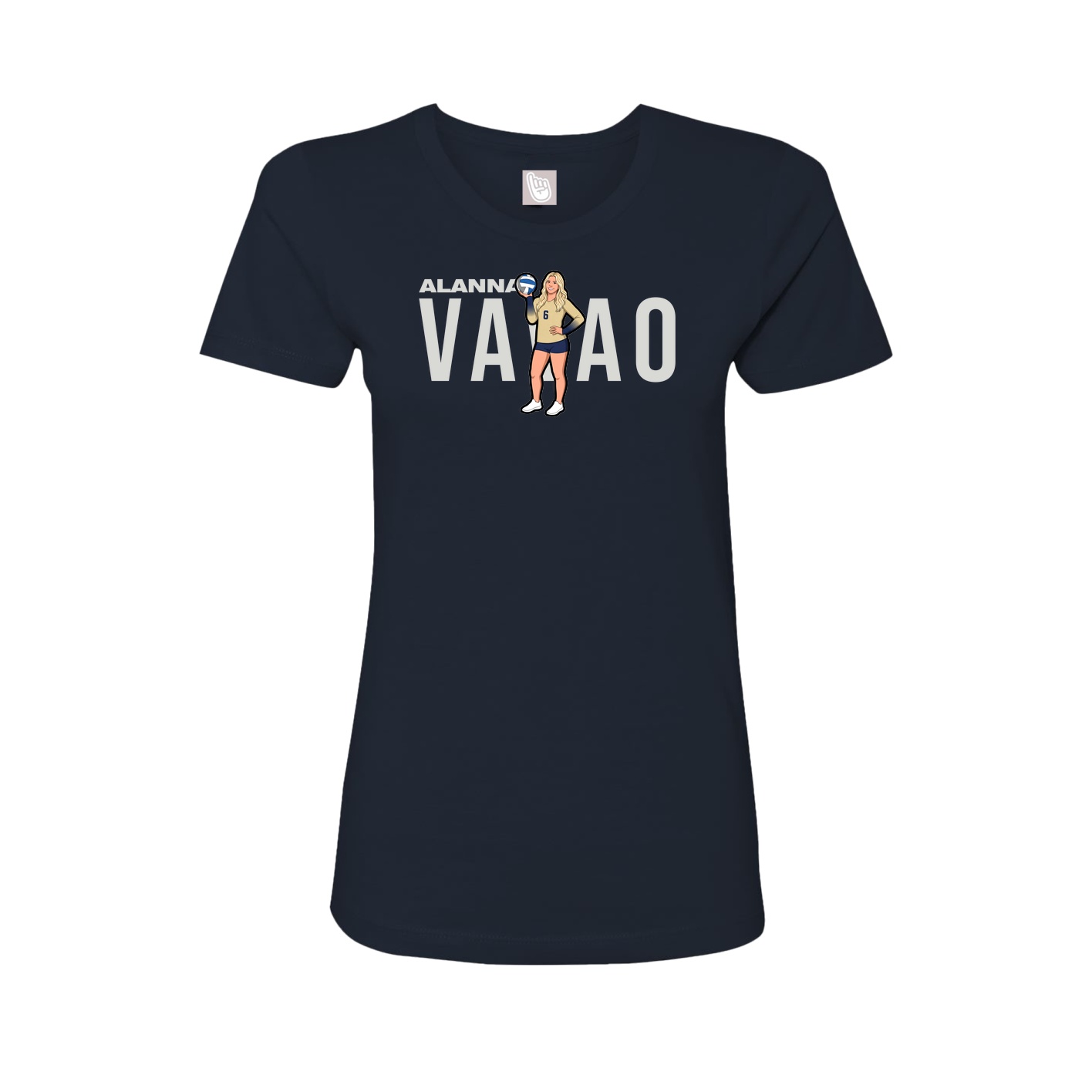 Fitted Women's Tee — Player Name in Navy